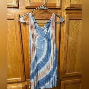 Blue and Brown Tie-Dye Tank Top